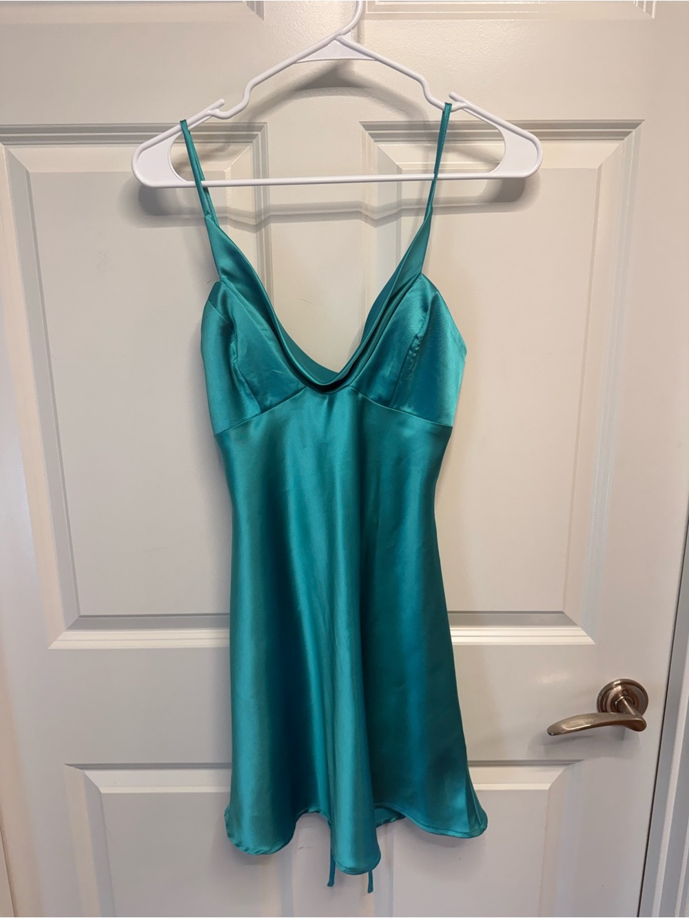 Hello Molly Satin Slip Dress in Teal HOCO!